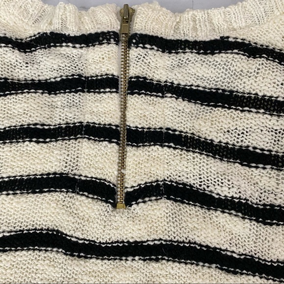White & Black Stripe Knit Crew Neck Sweater - Picture 4 of 14